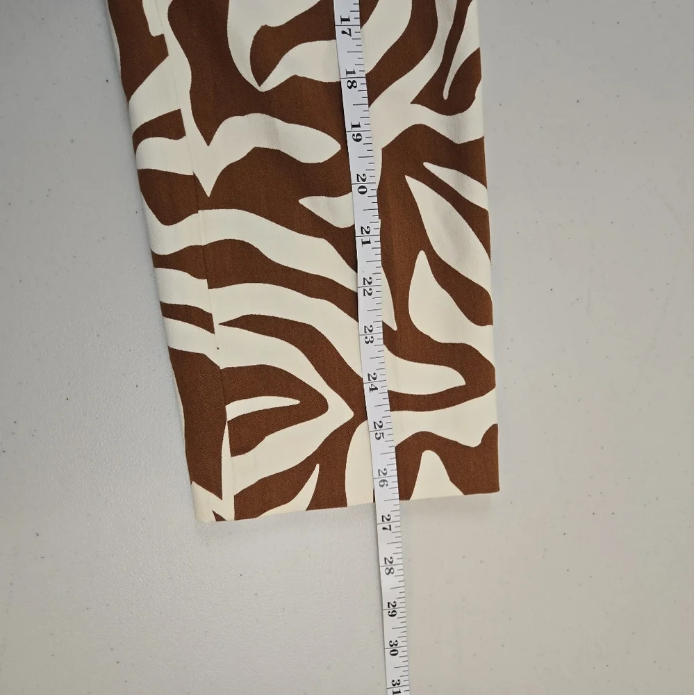 NWT SPANX Zebra Print Ankle Pants Brown White Small